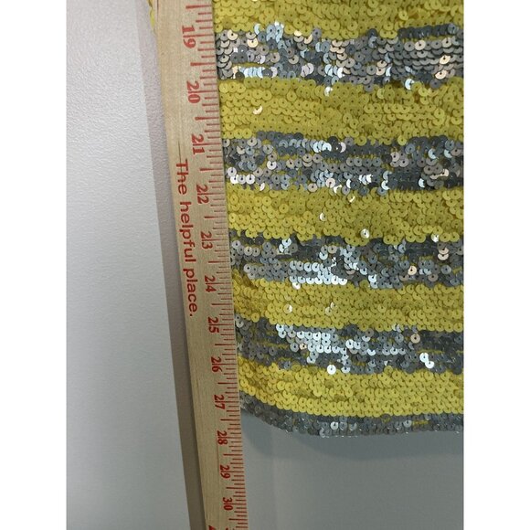 Twisted Heart Sequin Striped Tank Top Yellow Size Medium Y2K Glam Clubwear - Picture 6 of 7
